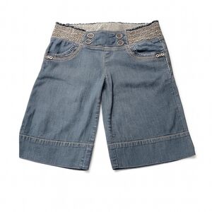 Jolt Retro Blue Denim Shorts Smocked Elastic Size 11